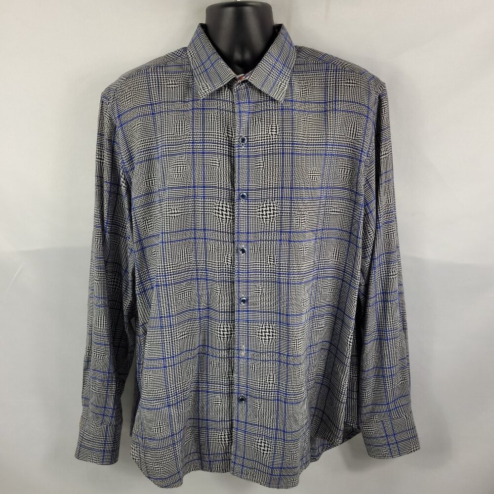 Robert Graham Retro Plaid Long Sleeve Button-Up Dress Shirt size Mens 2XL